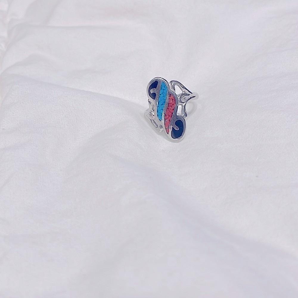 Turquoise and coral ring size 7